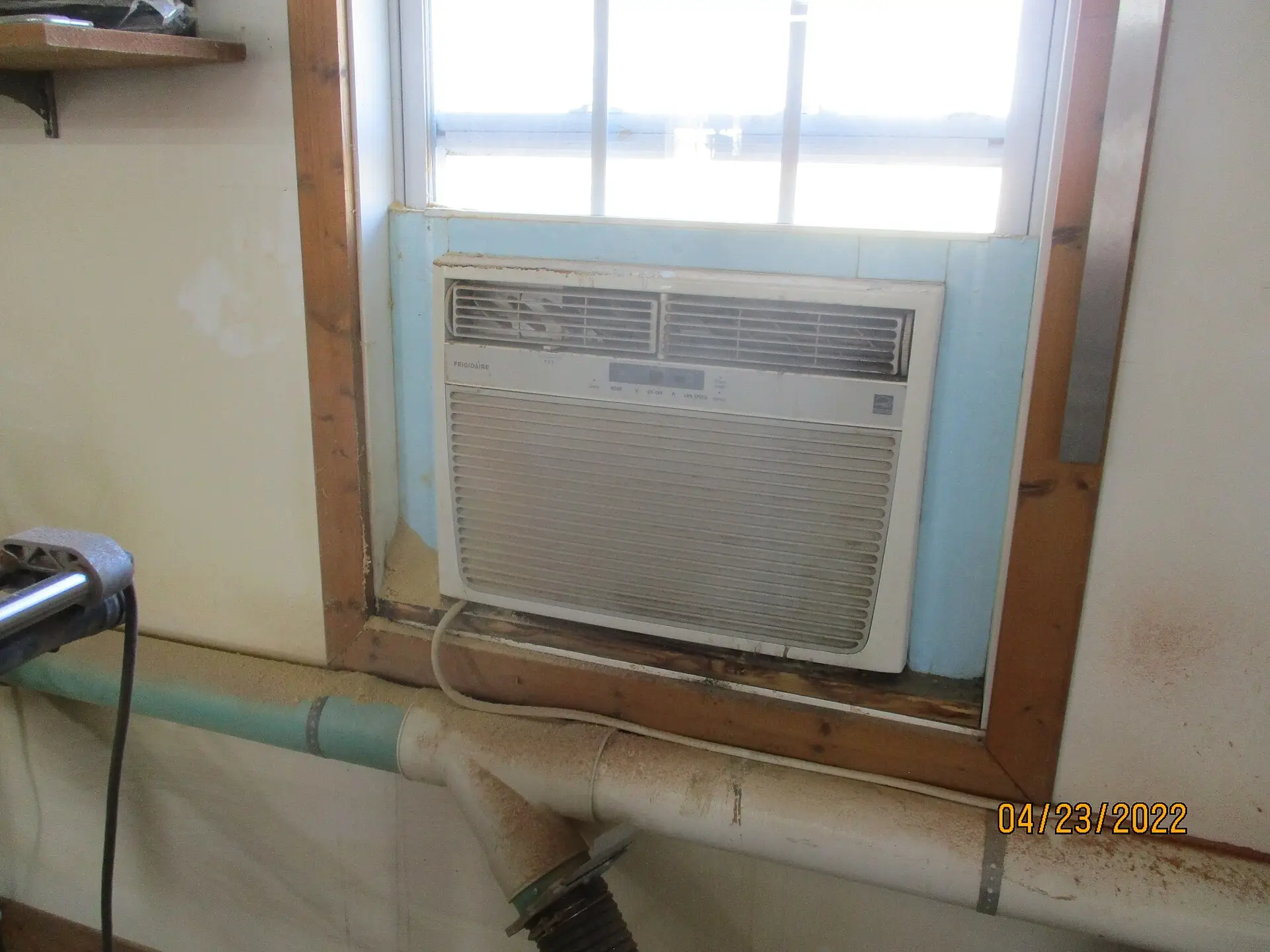 A window air conditioner seen from inside the room